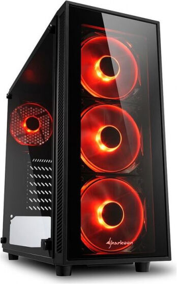 Sharkoon TG4 Red - Midi-Tower Schwarz / Tempered Glass