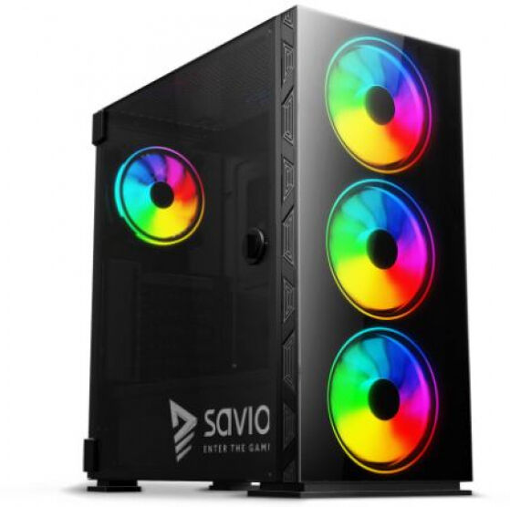 Savio Prime X1 ARGB - Midi-Tower Schwarz / Tempered Glass