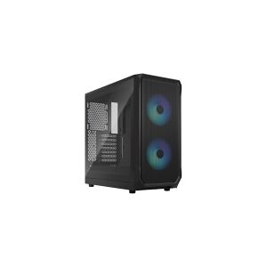 Fractal Design Focus 2 RGB - Tower - ATX - sidepanel med vindue (hærdet glas) - ingen strømforsyning (ATX) - sort TG klar tone - USB/Lyd