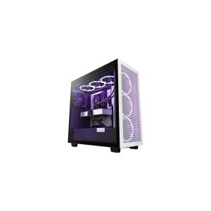 NZXT H7 Flow - Miditower - ATX - Tempered Glass - ingen strømforsyning - mat hvid/sort - USB/Lyd