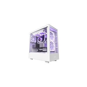 NZXT H series H5 Elite - Mid tower - udvidet ATX - sidepanel med vindue (hærdet glas) - ingen strømforsyning - hvid - USB/Lyd