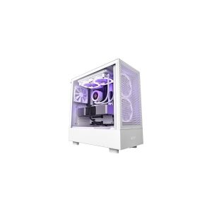 NZXT H series H5 Flow - Mid tower - udvidet ATX - sidepanel med vindue (hærdet glas) - ingen strømforsyning - hvid - USB/Lyd