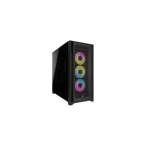 Corsair Microsystems CORSAIR iCUE 5000D RGB Airflow - Mid tower - udvidet ATX - sidepanel med vindue (hærdet glas) - ingen strømforsyning (ATX) - sort - USB/Lyd