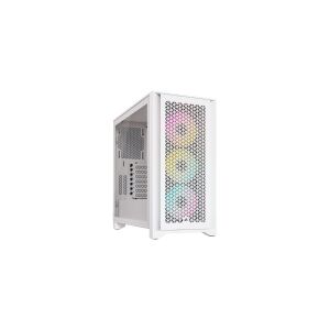 Corsair Microsystems CORSAIR iCUE 4000D RGB Airflow - Mid tower - udvidet ATX - sidepanel med vindue (hærdet glas) - ingen strømforsyning (ATX) - sand hvid - USB/Lyd