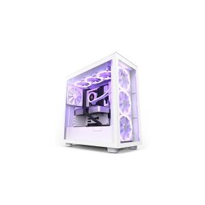 NZXT H5 Flow RGB, Midi Tower, PC, Hvid, ATX, micro ATX, Mini-ITX, Glas, Stål, Spil