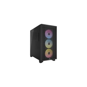 Corsair Microsystems CORSAIR 3000D RGB AIRFLOW - Mid tower - udvidet ATX - sidepanel med vindue (hærdet glas) - ingen strømforsyning (ATX) - sort - USB/Lyd