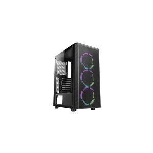 AZZA Prime - Mid tower - ATX - sidepanel med vindue (hærdet glas) - sort - USB/Audio/Mic