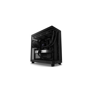 NZXT H series H6 Flow - Mid tower - ATX - sidepanel med vindue (hærdet glas) - ingen strømforsyning - mat sort - USB/Lyd