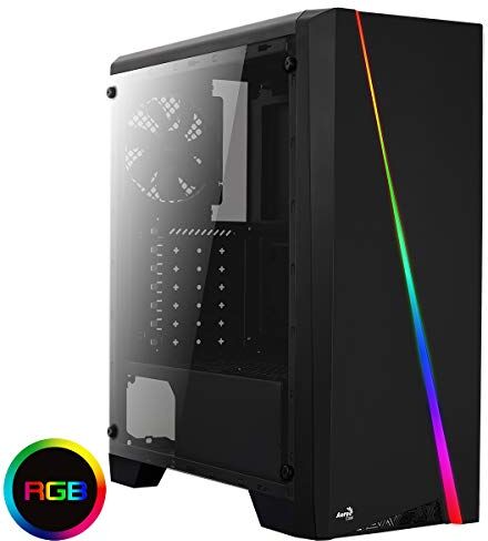 ACCM-PV10013.11 AeroCool Cylon Mid-Tower RGB PC spelväska, Atx, sidofönster i härdat glas, 13 ljuslägen, 1 x 120 mm svart fläkt ingår, speciellt utformad för spelare – svart