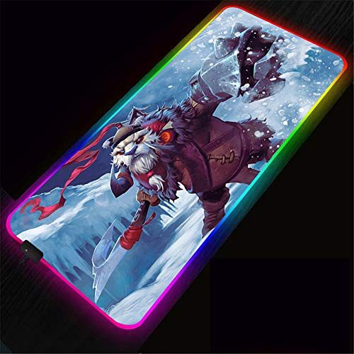 9870100040234 ZETIAN Tower Anime spel dator musmatta RGB stor lysande musmatta datorbord spelplatta XXL med bakgrundsbelysning Bear_400 x 450 x 4 mm