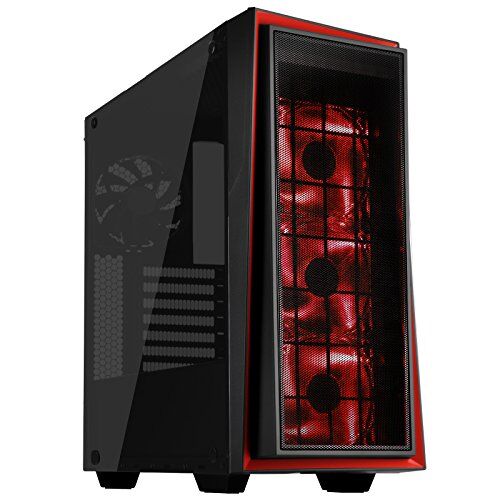22107 SilverStone SST-RL06BR-GP – Red Line Midi Tower ATX speldatorfodral, tyst högluftflödesprestanda, fullt härdat glas, svart med röd kant