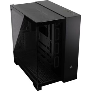 Corsair 6500X Mid-Tower ATX Dual Chamber PC Case – Panoramic Tempered Glass – Reverse Connection Motherboard Compatible – No Fans Included – Black