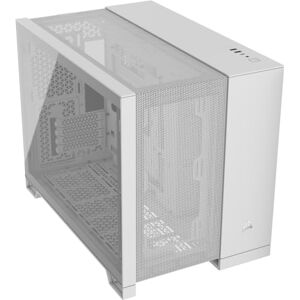 Corsair 2500D AIRFLOW Small-Tower mATX Dual Chamber PC Case – Tempered Glass – Reverse Connection Motherboard Compatible – No Fans Included – White