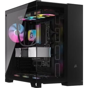 iCUE LINK 6500X RGB Mid-Tower ATX Dual Chamber PC Case – Panoramic Tempered Glass - Reverse Connection Motherboard Compatible – 3x CORSAIR RX120 RGB Fans Included – Black