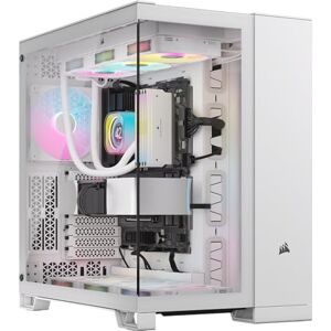 iCUE LINK 6500X RGB Mid-Tower ATX Dual Chamber PC Case – Panoramic Tempered Glass - Reverse Connection Motherboard Compatible -– 3x CORSAIR RX120 RGB Fans Included – White
