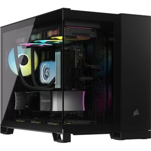 iCUE LINK 2500X RGB Small-Tower mATX Dual Chamber PC Case – Panoramic Tempered Glass – Reverse Connection Motherboard Compatible – 2x CORSAIR RX120 RGB Fans Included – Black