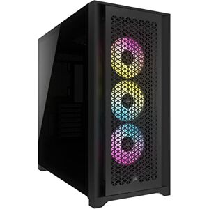 iCUE 5000D RGB AIRFLOW Mid-Tower Case - 3x AF120 RGB ELITE Fans - iCUE Lighting Node PRO Controller - High-Airflow Design - CORSAIR RapidRoute Cable Management System - Black