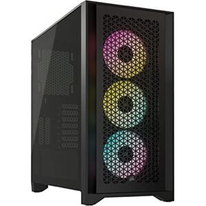 Corsair iCUE 4000D RGB AIRFLOW Mid-Tower Case - High Air-Flow - Cable Management System - Three Included AF120 RGB ELITE Fans and iCUE Lighting Node PRO Controller - Black