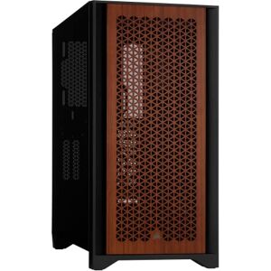 Corsair 4000D AIRFLOW Tempered Glass Mid-Tower ATX Case with Teak Front Panel - High-Airflow - Cable Management System - Spacious Interior - Two Included 120 mm Fans - Black and Teak