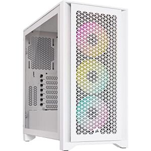 Corsair iCUE 4000D RGB AIRFLOW Mid-Tower Case - High Air-Flow - Cable Management System - Three Included AF120 RGB ELITE Fans and iCUE Lighting Node PRO Controller - White