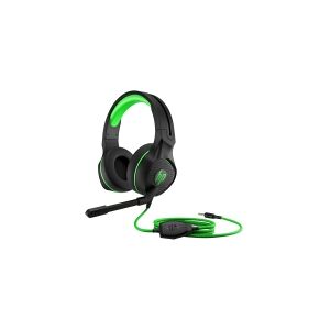 HP Pavilion 400 - Headset - fuld størrelse - kabling - stereo - 3,5 mm jackstik - sort/grøn - PC / PS4 / Xbox