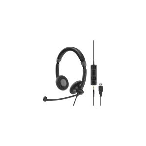 SENNHEISER SC 75 USB WIRED BINAURAL HEADSET 3.5MM, USB IN-LINE CALL CONTROL ON USB CABLE, MS