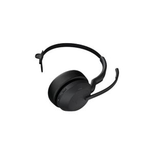 GN Audio Jabra Evolve2 55 UC Mono - Headset - på øret - Bluetooth - trådløs - aktiv støjfjerning - USB-A - sort - med opladningsstander - Cisco Webex Certified, Alcatel-Lucent Certified, Avaya Certified, MFi Certified, Google Meet Certified, Amazon Chime 