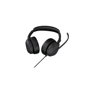 GN Audio Jabra Evolve2 50 UC Stereo - Headset - på øret - Bluetooth - trådløs, kabling - aktiv støjfjerning - USB-C - sort - Zoom Certified, Certified for Microsoft Teams, Cisco Webex Certified, Alcatel-Lucent Certified, Avaya Certified, Unify Certified, 