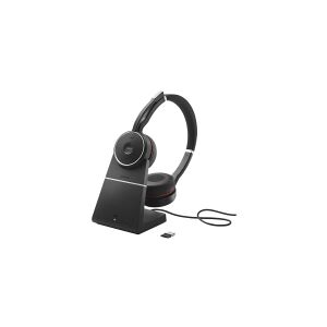 GN Audio Jabra Evolve 75 SE MS Stereo - Headset - på øret - Bluetooth - trådløs - aktiv støjfjerning - USB - med opladningsstander - Certified for Microsoft Teams - for LINK 380a MS