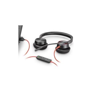 HP Poly Blackwire C5220 - Blackwire 5200 series - headset - på øret - kabling - 3,5 mm jackstik, USB-C - sort - Certified for Skype for Business, Certified for Microsoft Teams, Avaya Certified, Cisco Jabber Certified