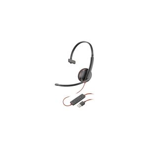 HP Poly Blackwire 3210 - Blackwire 3200 Series - headset - på øret - kabling - aktiv støjfjerning - USB-A - sort - Skype Certified, Avaya Certified, Cisco Jabber Certified