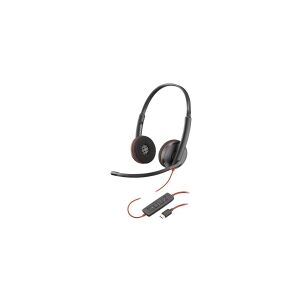 HP Poly Blackwire C3220 - 3200 Series - headset - på øret - kabling - aktiv støjfjerning - USB-C - sort - Skype Certified, Avaya Certified, Cisco Jabber Certified