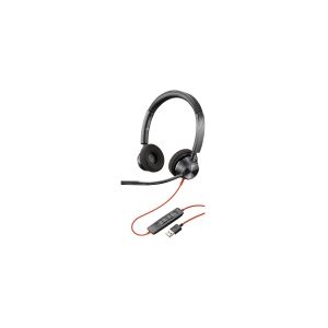 HP Poly Blackwire 3320-M - Blackwire 3300 series - headset - på øret - kabling - aktiv støjfjerning - USB-A - sort - Certified for Microsoft Teams