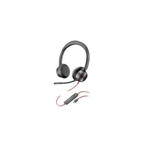 HP Poly Blackwire 8225 - Blackwire 8200 series - headset - på øret - kabling - aktiv støjfjerning - USB-C - sort - Zoom Certified, UC-certificeret