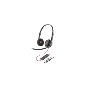 HP Poly Blackwire 3220 - Blackwire 3200 Series - headset - på øret - kabling - aktiv støjfjerning - USB-C - sort - Skype Certified, Avaya Certified, Cisco Jabber Certified, UC-certificeret