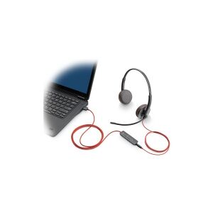 HP Poly Blackwire 3225 - Blackwire 3200 Series - headset - på øret - kabling - aktiv støjfjerning - 3,5 mm jackstik, USB-C - sort - Certified for Skype for Business, Avaya Certified, Cisco Jabber Certified, UC-certificeret