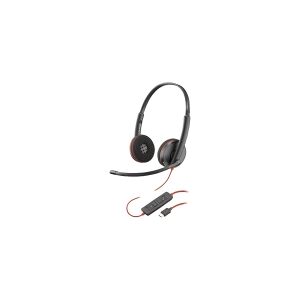 HP Poly Blackwire 3220 - Blackwire 3200 Series - headset - på øret - kabling - aktiv støjfjerning - USB-C - sort - Skype Certified, Avaya Certified, Cisco Jabber Certified, UC-certificeret