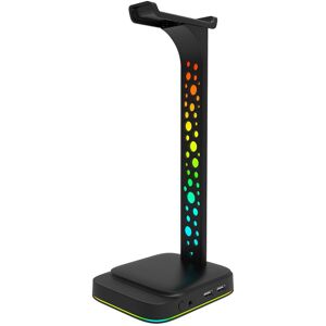 YIXI Rgb Gaming-hovedtelefonstativ, Headset-stativ med 3,5 mm Aux og 2 USB-opladningsporte, Desktop Gaming Headset Holder med gummibase