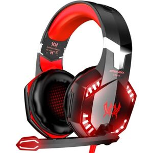 G2000 Gaming Headset, Surround Stereo Gaming Hørlur med Noise Cancelling Mic, til PS5, PS4, Xbox One, Nintendo Switch, PC Mac Datorspil-Röd