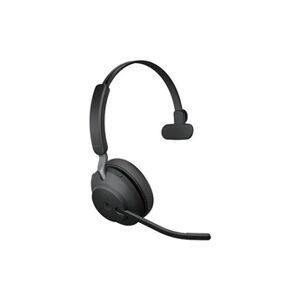 Jabra Evolve2 65 MS Mono - Micro-casque - sur-oreille - convertible - Bluetooth - sans fil - USB-C - isolation acoustique - noir - avec support de - Publicité