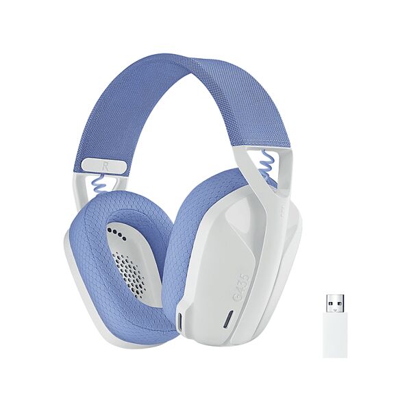 logitech g435 wireless cuffie gaming, bianco