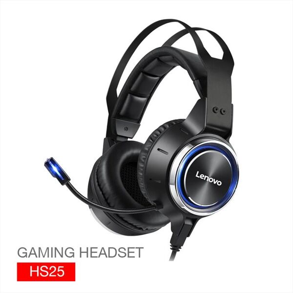 lenovo hs25 cuffie gaming microfono canc.rumore/surround-nero