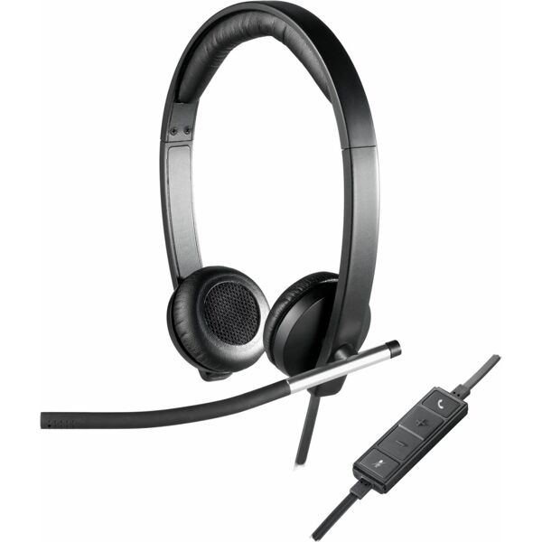 logitech 981-000519 cuffie con filo, microfono, antirumore, ideali per ufficio / call center, colore nero - h650e