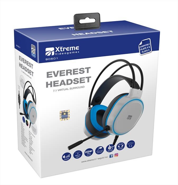 Xtreme Everest Headset 7.1 Ps5-bianco/blu