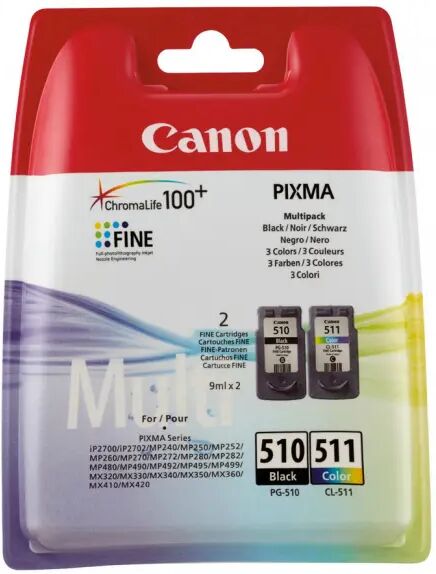 Canon Cartridge PG-510/CL-511 Zwart + Tricolor Multipack Meerdere