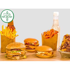Repas gourmand et ethique : burger avec frites dans un fast-food 100 % vegan Coffret cadeau Smartbox