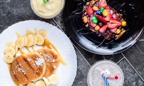 Milksheikh Pancakes, Waffles, Bites or Sundaes with Milkshake for Two or Four at