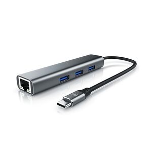 Primewire - USB C HUB mit RJ45 Ethernet - 10/100/1000 Mbit/s - Gigabit Ethernet, LAN Network Adapter - 3 x USB 3.2 Gen.1 A Ports - Notebook