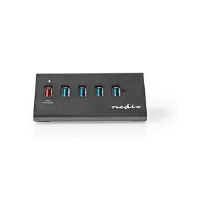 Nedis USB Hub - USB Micro-B Female - USB-A Female - 5 port(s) - QC3.0 / USB 3.2 Gen 1 - Mains Powered / USB Powered - 5 Gbps - 5x USB