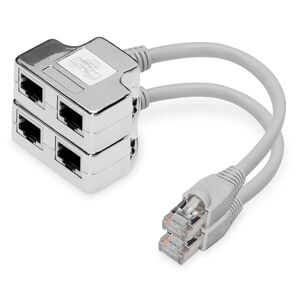 Digitus DN-93904 – Netzwerkkabel Adapter Ca 5e – 2 Stück / 1 Paar – 2 Signale über 1 Kabel – Cat5e LAN Splitter – Ethernet RJ45 Adapter – Kompatibel mit PoE Mode A – Silber